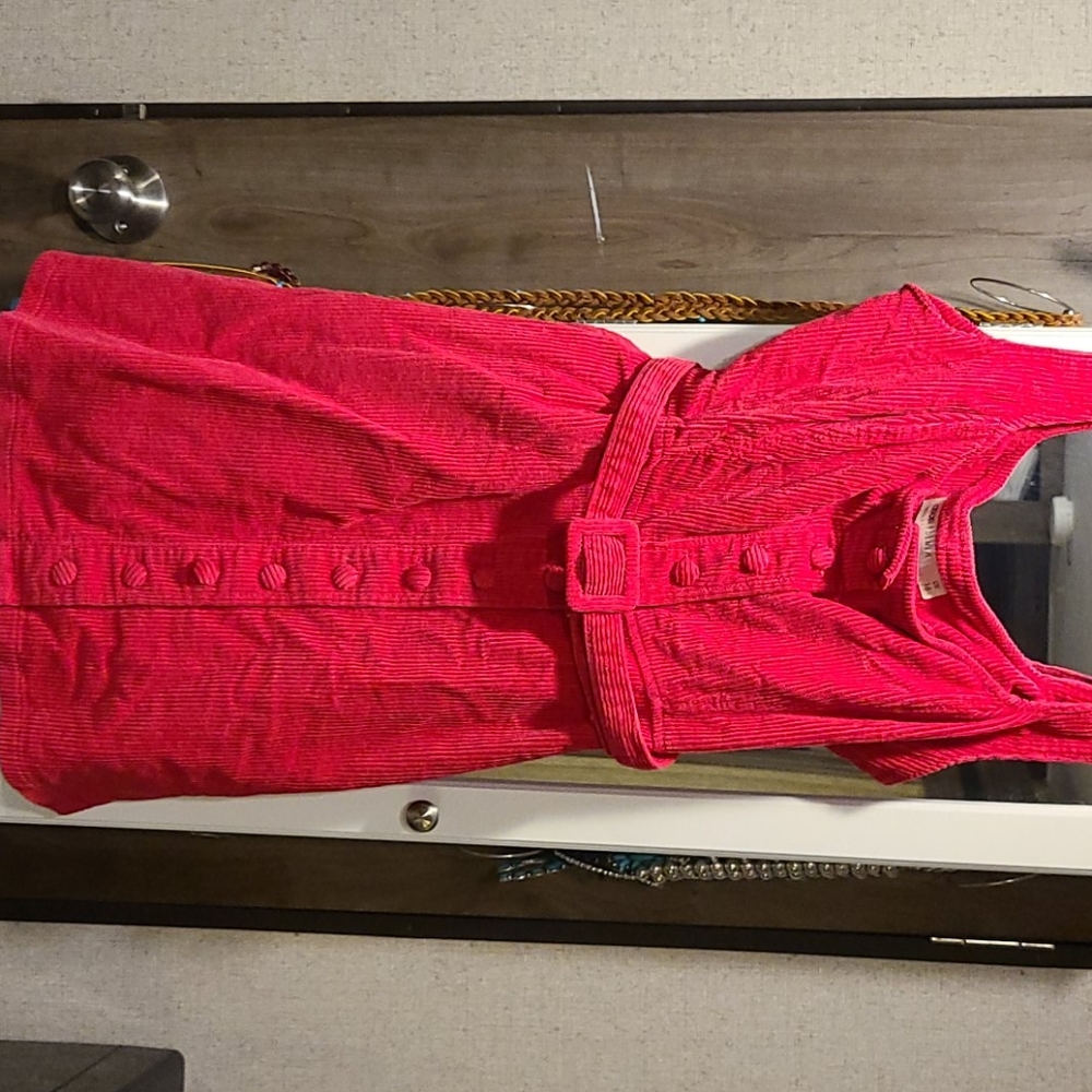 Corduroy hot pink dress
